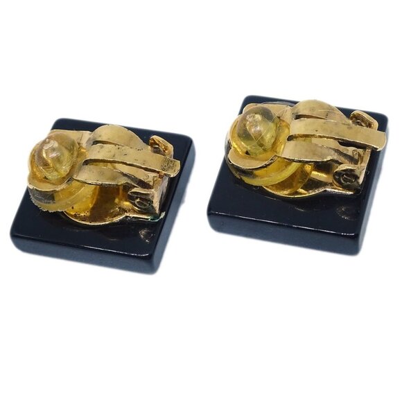 Chanel Square Earrings Clip-On Black 03A - Picture 3 of 4